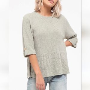 Blu Pepper blue gray slub knit sweater size Medium